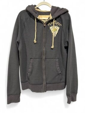 Men’s Y2K Hollister Co. Grey/Blue Inside Out Zip Up Hoodie Size XL